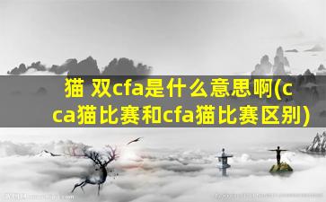 猫 双cfa是什么意思啊(cca猫比赛和cfa猫比赛区别)